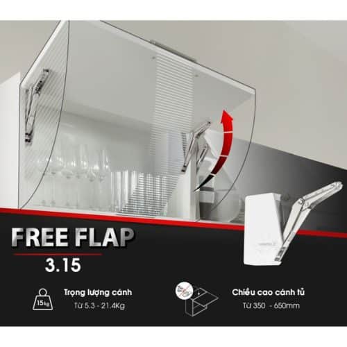 Ảnh thực tế bộ tay nâng FREE FLAP 3.15 Hafele 493.05.852 nắp trắng