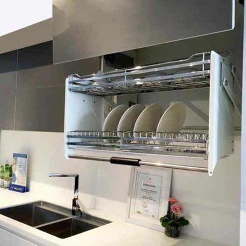 Ảnh thực tế giá úp bát đĩa Hafele 544.06.024 inox 304 cho tủ rộng 600mm