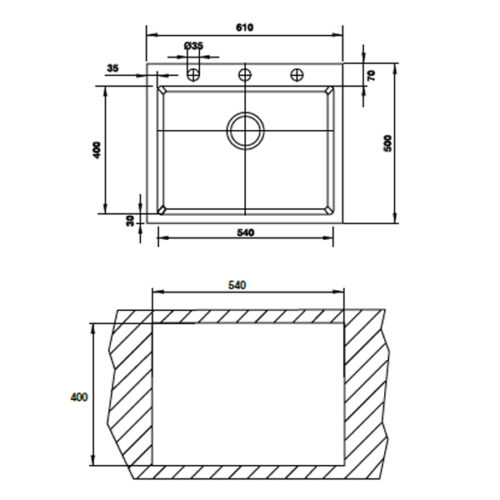 kích thước của Chậu rửa chén bát Hafele HS G6150 565.84.571