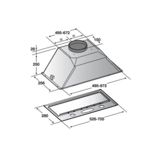 Kích thước Máy hút mùi HAFELE HH BP70A 539.82.005