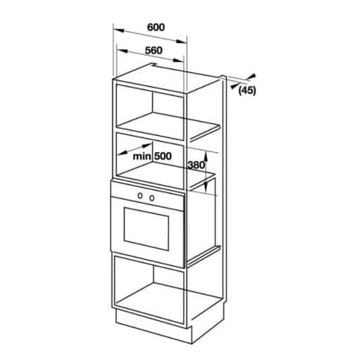 Kích thước của lò vi sóng kết hợp nướng âm tủ Hafele HM-B38A 535.34.000