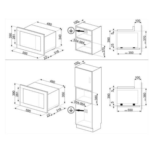 Kích thước lò vi sóng kết hợp nướng Hafele FMI120S2 536.34.192