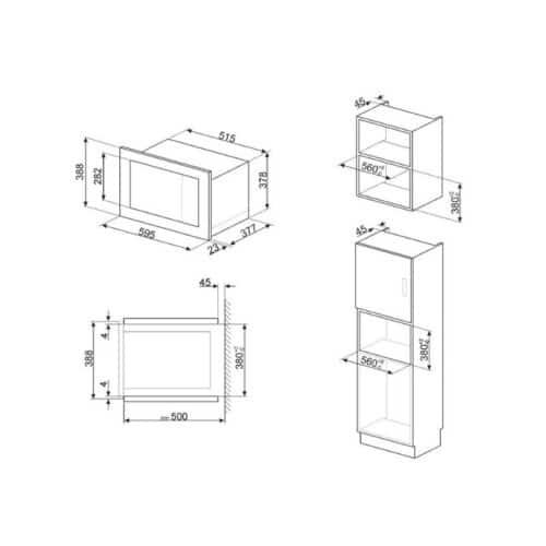 Kích thươc lò vi sóng kết hợp nướng Hafele FMI325X 536.34.161