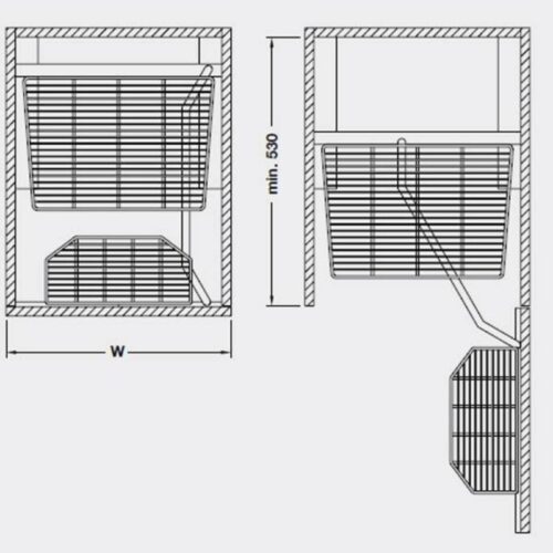 Kích thước phụ kiện tủ 6 tầng MILAN SERIES - Hafele 549.91.173