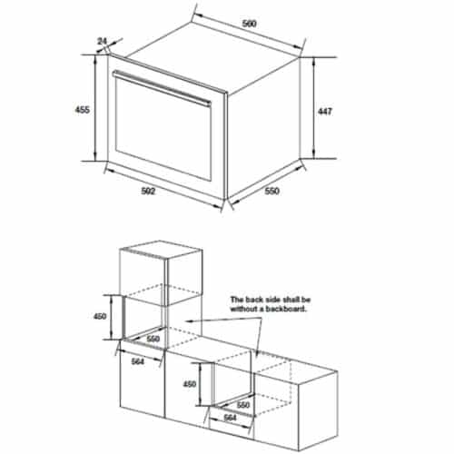 Tủ rượu âm Hafele HW-B24A 538.11.800 6 Kích thước tủ rượu âm Hafele HW-B24A 538.11.800