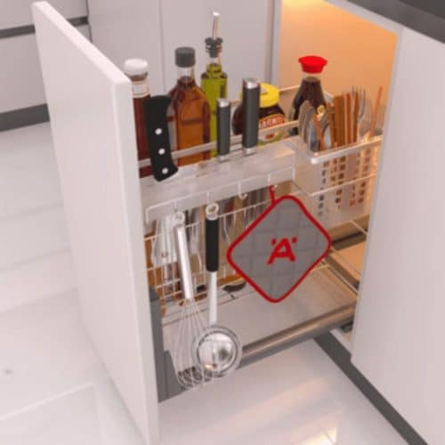 Ảnh thực tế bộ rổ dao thớt, chai lọ SONATA Cucina 549.20.013 Inox 304