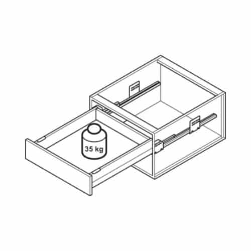 Sức chứa Bộ ngăn kéo Hafele 513.14.305 Matrix Box P35 16/115/500mm xám đậm