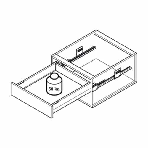 Sức chứa Bộ ngăn kéo Hafele 513.30.335 Matrix Box P50 16/92/1200/500 xám đậm