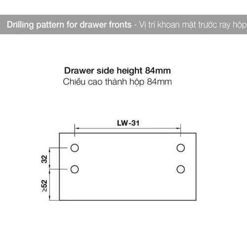 Chiều cao ray hộp Hafele 552.75.005 Alto màu xám, H84X500MM