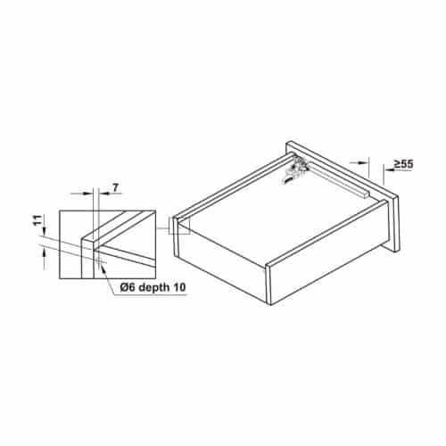 Kích thước ray âm nhấn mở EPC EVO mở toàn phần 500mm Hafele 433.32.175