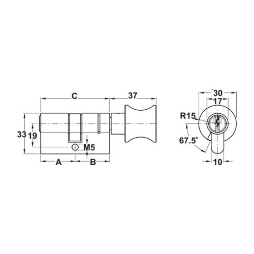 Kích thước Ruột khóa Hafele 916.64.932