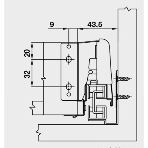 Lắp đặt ray hộp Hafele 552.75.005 Alto màu xám, H84X500MM