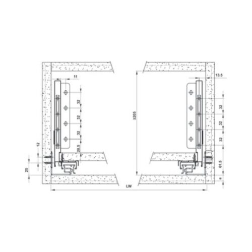 Thiết kế của Ray hộp Hafele 552.35.355 Alto S PTO xám đậm H170/500mm