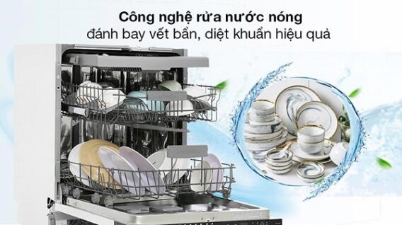 công nghệ rửa nước nóng của máy rửa bát Häfele