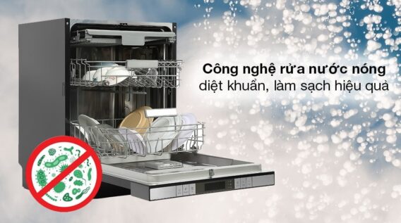 công nghệ rửa nước nóng của máy rửa bát bán âm Häfele