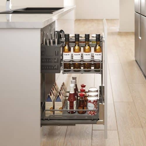 Ảnh thực tế bộ rổ gia vị dao thớt Hafele Omero 595.00.804 350mm