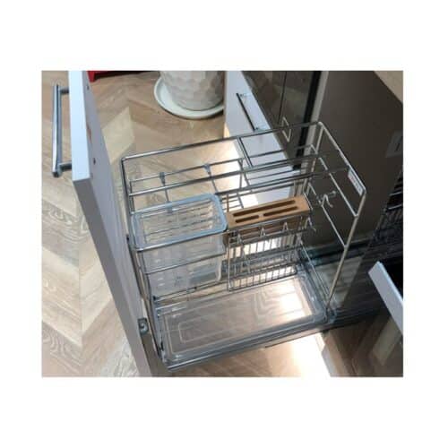 Ảnh thực tế bộ rổ gia vị, dao thớt Hafele Sonata 549.20.018 300mm