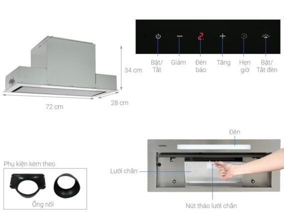Bảng điều khiển của Máy hút mùi âm tủ Hafele HH-BI72
