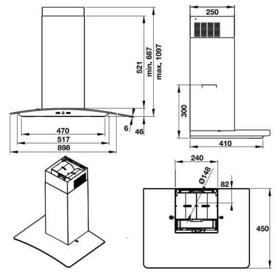 Thiết kế của Máy hút mùi gắn tường Hafele HH-WG90B