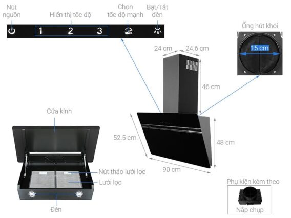 Hướng dẫn sử dụng của Máy hút mùi gắn tường Hafele HH-WVG90A