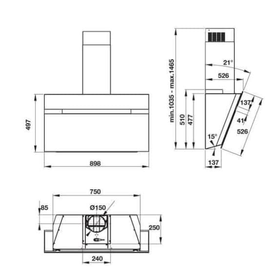 Thiết kế của Máy hút mùi gắn tường Hafele HH-WVG90B