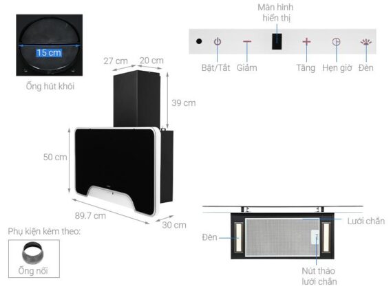 Hướng dẫn sử dụng của Máy hút mùi gắn tường Hafele HH-WVGS90A