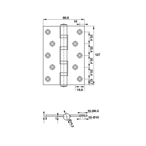 Kích thước Bản lề lá 2BB Hafele 926.25.104