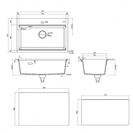 Tiêu chuẩn lắp đặt Chậu rửa bát đá 1 hố Hafele Essence HS22-GEN1S90M 577.25.530