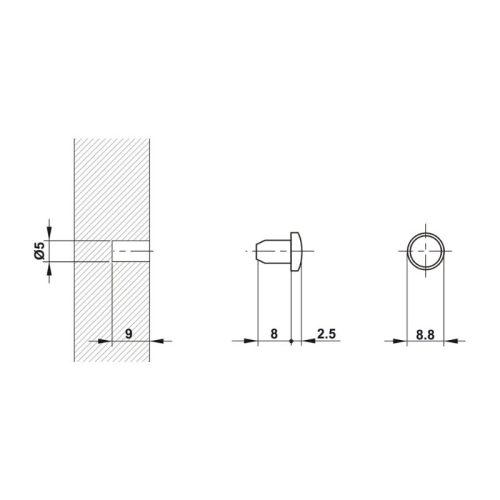 Kích thước chặn cửa giảm ồn Hafele 356.20.460