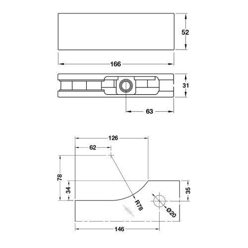 Kích thước Kẹp kính trên inox bóng Hafele 981.00.657