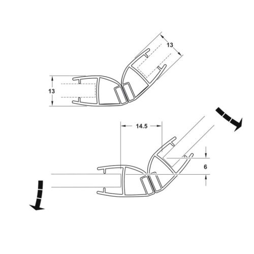 Kích thước ron cửa kính 8 - 10mm nam châm 135º Hafele 950.50.028