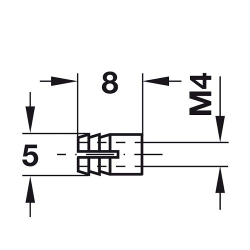 Kích thước tắc kê đường ren M4 Hafele 051.45.004