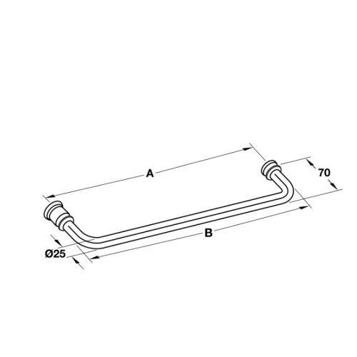Kích thước tay nắm phòng tắm kính 500mm Hafele 903.12.373