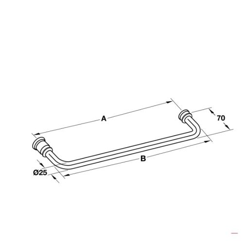 Kích thước tay nắm phòng tắm kính 550mm Hafele 903.12.375
