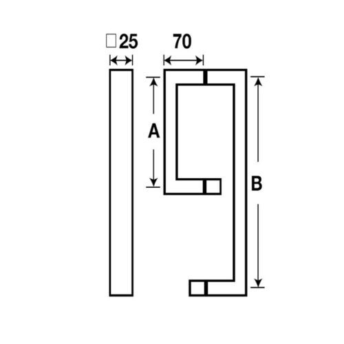 Kích thước tay nắm phòng tắm kính C/C450x550mm Hafele 903.02.252