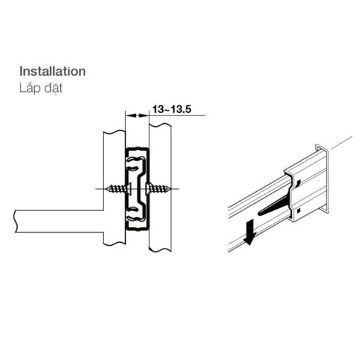 Lắp Đặt Ray Bi Không Giảm Chấn Dài 550mm Hafele 494.02.466