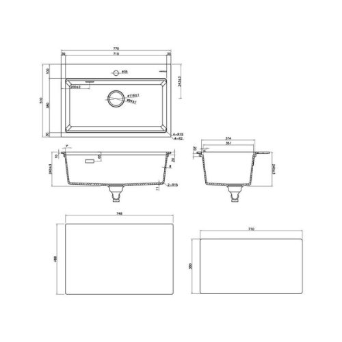 Thiết kế của chậu rửa bát đá 1 hố Hafele Essence HS22-GEN1S90M 577.25.530